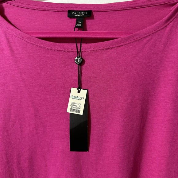 Talbots Pink Top Button Shoulder Tee Short Sleeve Women’s Size 1XP 1X Petite NWT - Picture 3 of 8